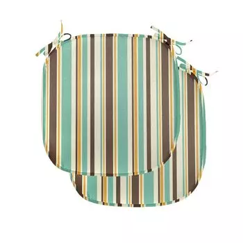 Полосатые подушки на обеденный стул ABAKUHAUS, Nostalgic Fashion Art, декоративная водонепроницаемая подушка с ремнями для кухонных сидений, 40 x 40 см — упаковка из 2 шт., коричнево-бирюзовый, коричневый