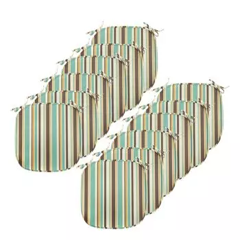 Полосатые подушки на обеденный стул ABAKUHAUS, Nostalgic Fashion Art, декоративная водонепроницаемая подушка с ремнями для кухонных сидений, 40 см x 40 см — упаковка из 12 шт., коричнево-бирюзовый, коричневый