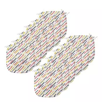 Полосатые подушки на обеденный стул ABAKUHAUS, простые диагональные линии, декоративная водонепроницаемая подушка с ремнями для кухонных сидений, 40 см x 40 см — упаковка из 12 шт., темно-синий желтый кораллово-красный, белый