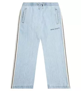 Полосатые прямые джинсы Palm Angels Kids, синий