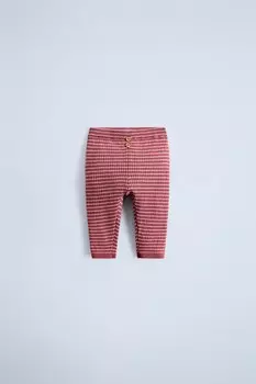 Полосатые ребрешковые леггинсы ZARA, розовый