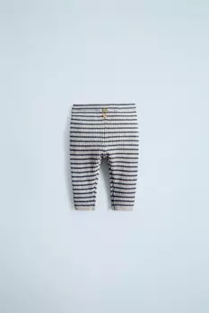 Полосатые ребрешковые леггинсы ZARA, синий