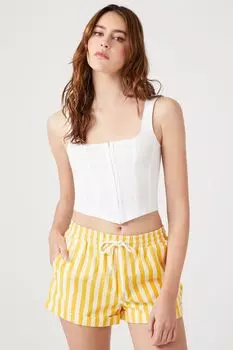 Полосатые саржевые шорты на кулиске Forever 21, кремовый