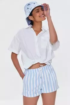 Полосатые саржевые шорты на кулиске Forever 21, синий