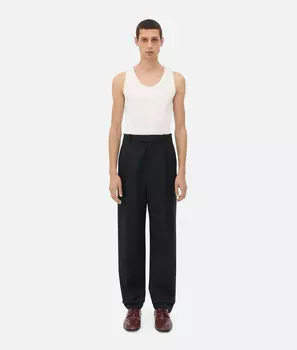 Полосатые шерстяные брюки Bottega Veneta, темно-синий/черный