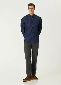 Полосатые шерстяные брюки Lardini, серый