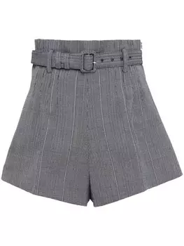 Полосатые шерстяные шорты Prada, черный