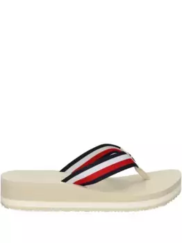 Полосатые шлепанцы на платформе Tommy Hilfiger, нейтральный