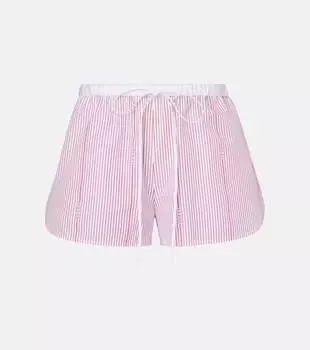 Полосатые шорты из хлопка fil coup Gucci, White/Red