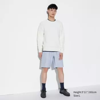 Полосатые шорты из льняной смеси UNIQLO, синий