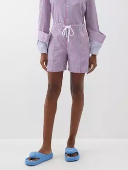 Полосатые шорты из смесового хлопка с вышитым логотипом LOEWE, красный