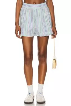 Полосатые шорты на резинке Free People, sky blue combo