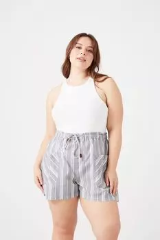 Полосатые шорты на шнурке больших размеров Forever 21, нави