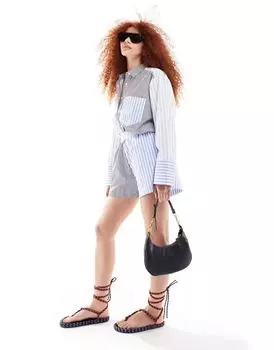 Полосатые шорты с необработанным краем и карманами ASOS