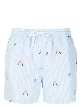 Полосатые шорты с принтом GCDS, синий