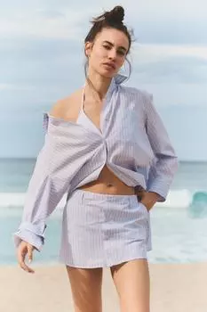 Полосатые шорты ZARA, небесно-синий