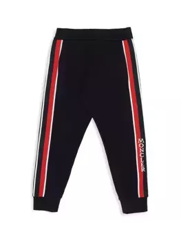 Полосатые спортивные штаны с логотипом Little Boy's & Boy's Moncler, темно-синий