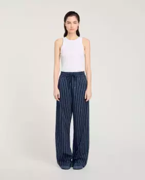 Полосатые женские брюки Sandro, синий