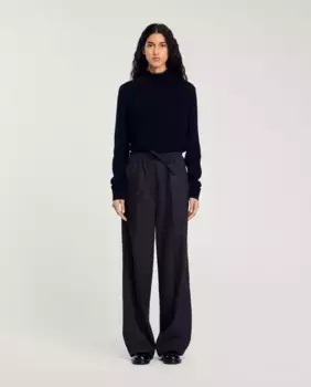 Полосатые женские брюки Sandro, темно-коричневый