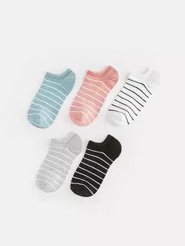Полосатые женские носки-пинетки (5 шт.) LCW DREAM, светло-синий