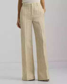 Полосатые женские широкие брюки с завышенной талией Lauren Ralph Lauren, кремовый