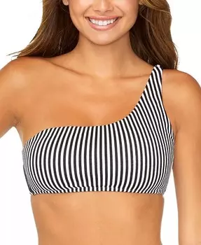 Полосатый асимметричный верх бикини для юниоров Raisins, черный