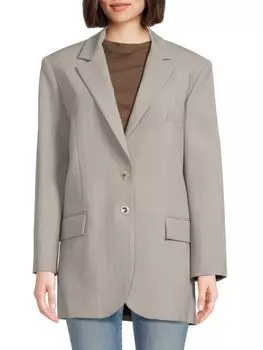 Полосатый блейзер Olapi из смесовой шерсти Iro, цвет Light Grey