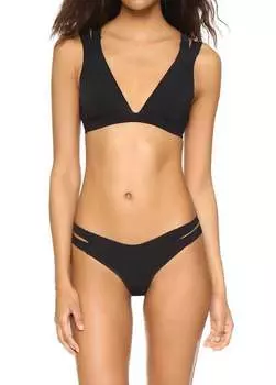 Полосатый бюстгальтер-бралетт черного цвета Commando