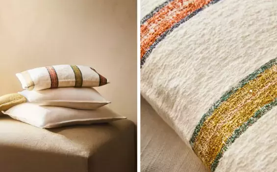 Полосатый чехол на подушку Zara Home, красный