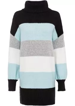 Полосатый длинный свитер Bodyflirt, черный