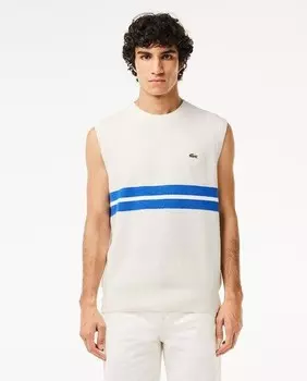 Полосатый двусторонний жилет из пике Lacoste, белый