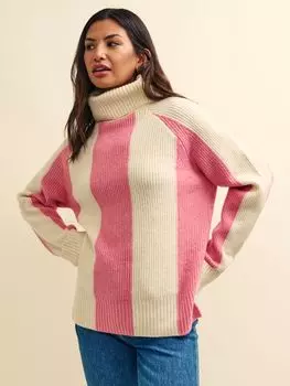 Полосатый джемпер из смесовой шерсти Nobody's Child, розовый/мульти