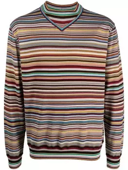 Полосатый джемпер из вирджинской шерсти Paul Smith, коричневый