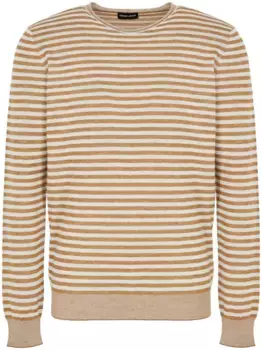 Полосатый джемпер с круглым вырезом GIORGIO ARMANI, коричневый