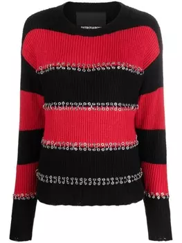 Полосатый джемпер с металлическим декором Patrizia Pepe, черный