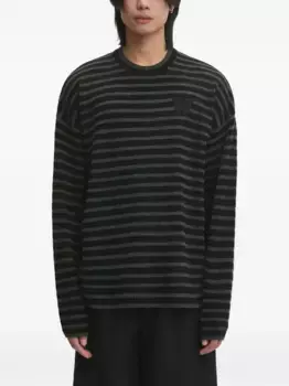 Полосатый джемпер с нашивкой-логотипом Wood Wood, зеленый