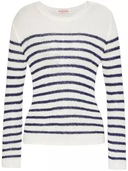 Полосатый джемпер с пайетками Valentino Garavani, белый