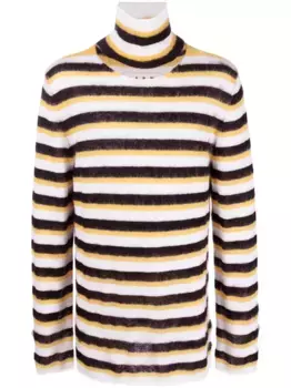 Полосатый джемпер с высоким воротником Marni, белый