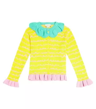 Полосатый хлопковый кардиган Stella Mccartney, желтый