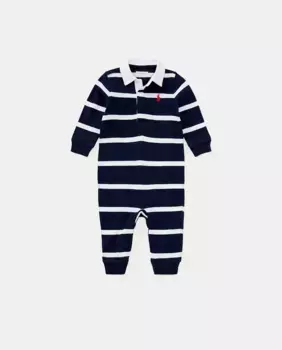 Полосатый хлопковый комбинезон для мальчика Polo Ralph Lauren, темно-синий