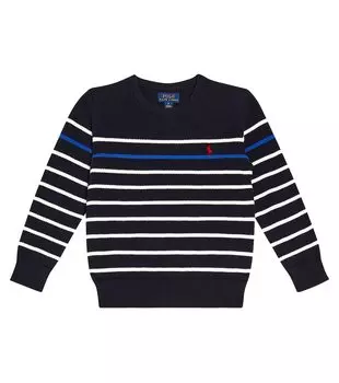 Полосатый хлопковый свитер Polo Ralph Lauren Kids, синий