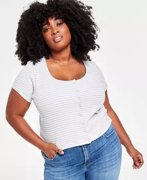 Полосатый хлопковый топ больших размеров с кнопками спереди Levi's