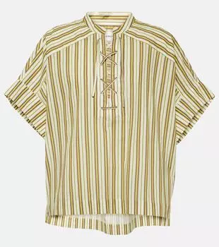 Полосатый хлопковый топ Yves Salomon, желтый