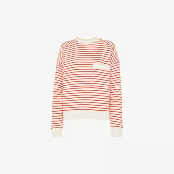 Полосатый хлопковый трикотажный джемпер свободного кроя Whistles, мультиколор