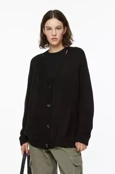 Полосатый кардиган H&amp;M, черный