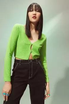Полосатый кардиган H&amp;M, лайм