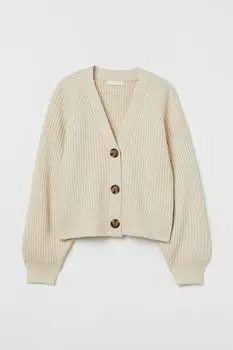 Полосатый кардиган H&amp;M, светло-бежевый