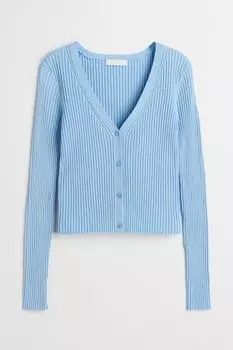 Полосатый кардиган H&amp;M, светло-синий