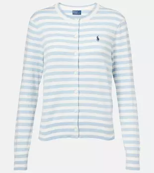 Полосатый кардиган из хлопковой смеси Polo Ralph Lauren, синий