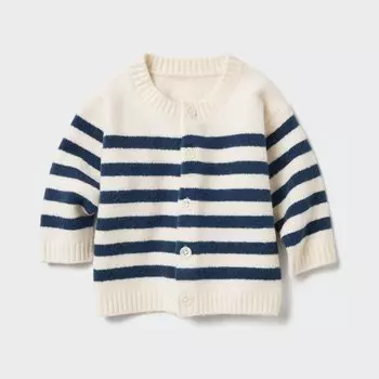 Полосатый кардиган из мягкой пряжи UNIQLO, белый